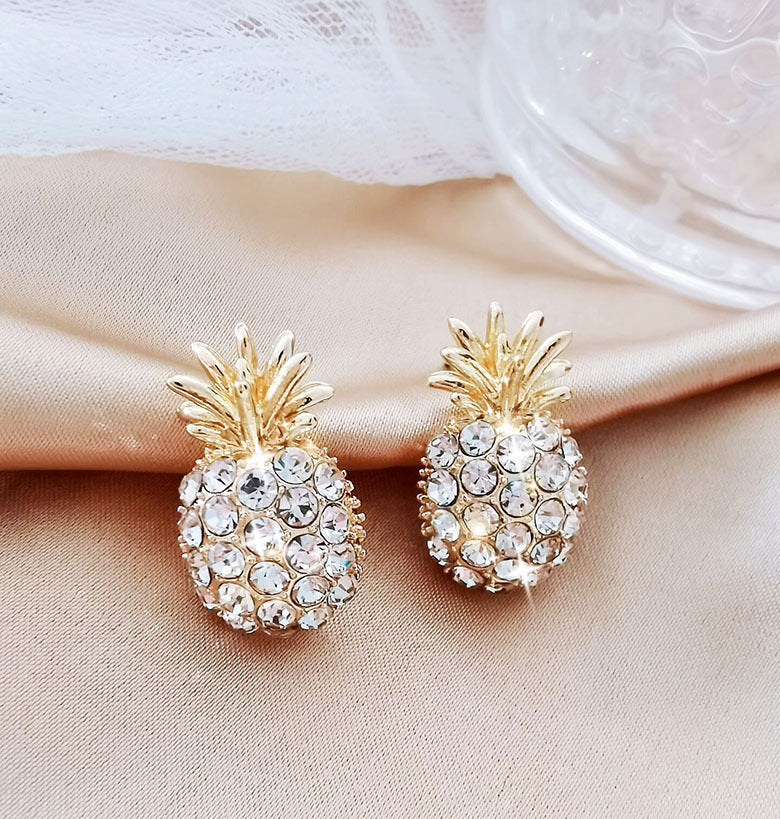 925 Silver Pineapple Pendant Earrings with Diamonds
