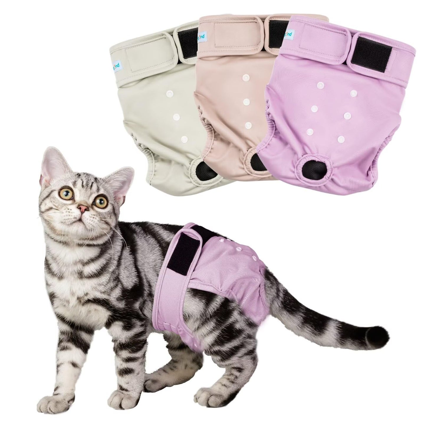 Paw Legend Cat Diapers for Female Cats Spraying Washable Reusable Kitten Diapers for Cats Incontinence Pet Diapers (3 Pack X-Small)