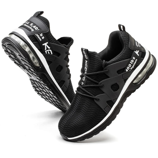 Kezhiho Steel Toe Shoes for Men Women Air Cushion Lightweight Work Shoes Comfortable Breathable Puncture Proof Slip Resistant Sneakers Construction Industrial Safety Shoes (D0230145)