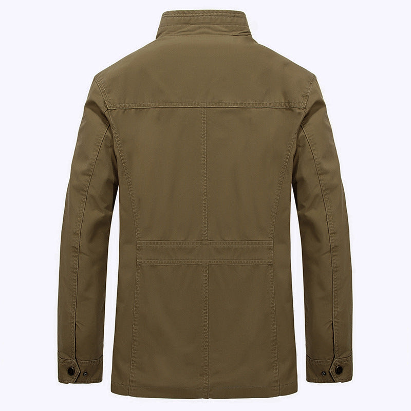 Men's Casual Mid-Length Cotton Jacket for Spring/Fall