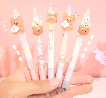 Cute Bear Push Pen - 0.5mm Gel Pen for Students