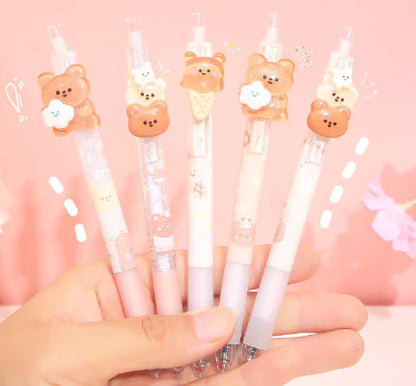 Cute Bear Push Pen - 0.5mm Gel Pen for Students