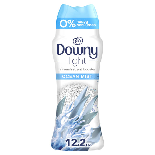 Downy Light Laundry Scent Booster Beads for Washer Ocean Mist 12.2 oz with No Heavy Perfumes