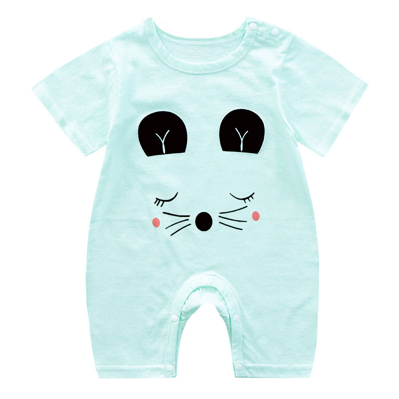 Cute Cartoon Printed Short Sleeve Baby Bodysuits