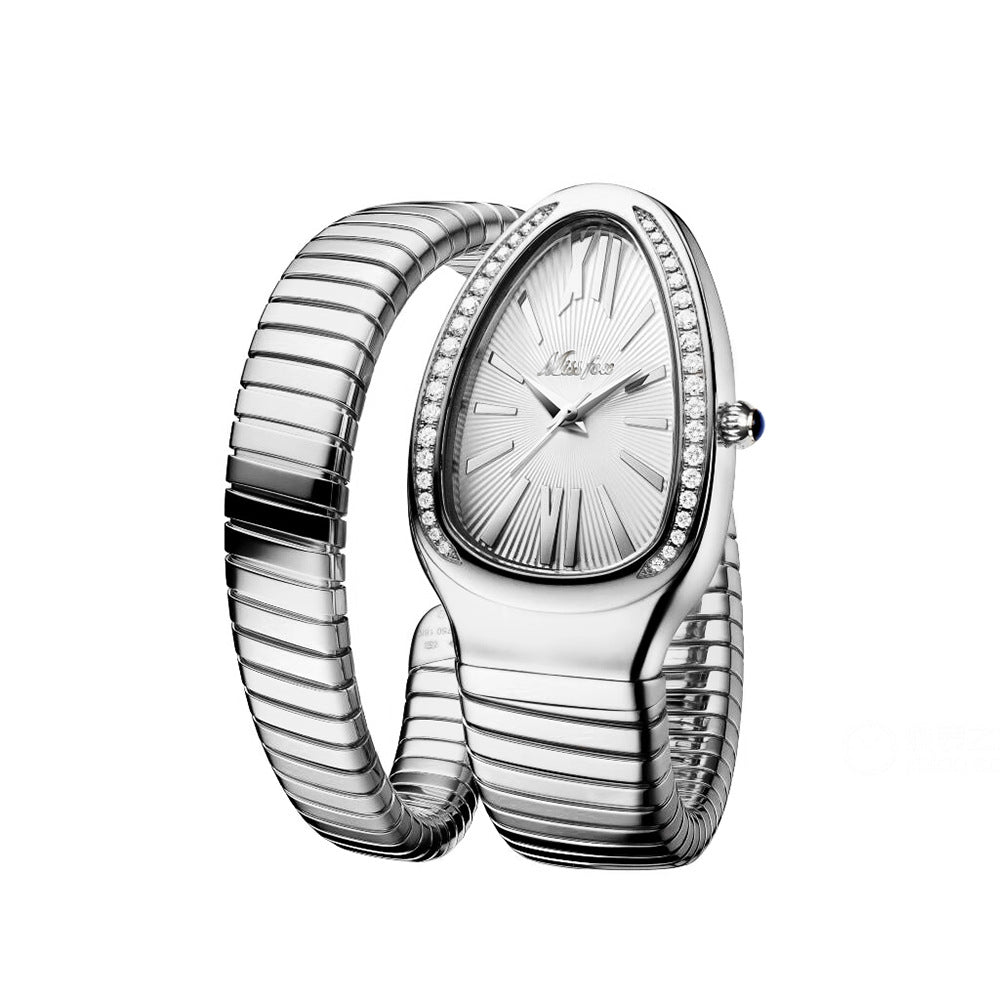 Women's Stainless Steel Serpentine Watch with Diamonds