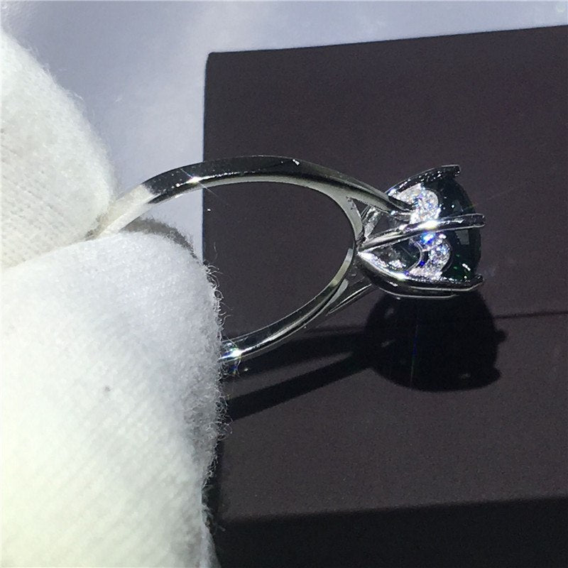 Green Zircon Ring with Diamonds
