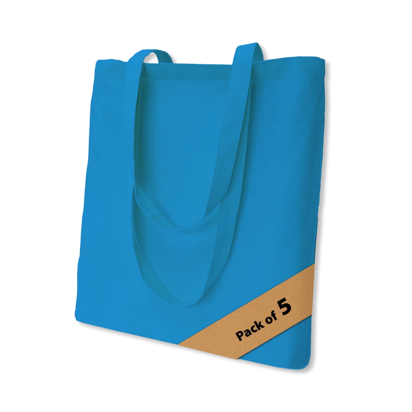 KEYNOO 5-Pack Premium Quality Canvas Tote Bags Medium Reusable shopping bags for groceries 16”x15” Plain cotton tote bag suitable for DIY Activity Advertising Promotions (5 Indigo)