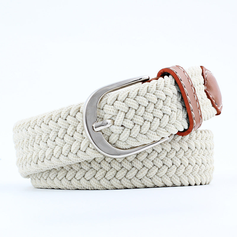 Unisex Canvas Belt - Elastic Woven Waist Belt for Students
