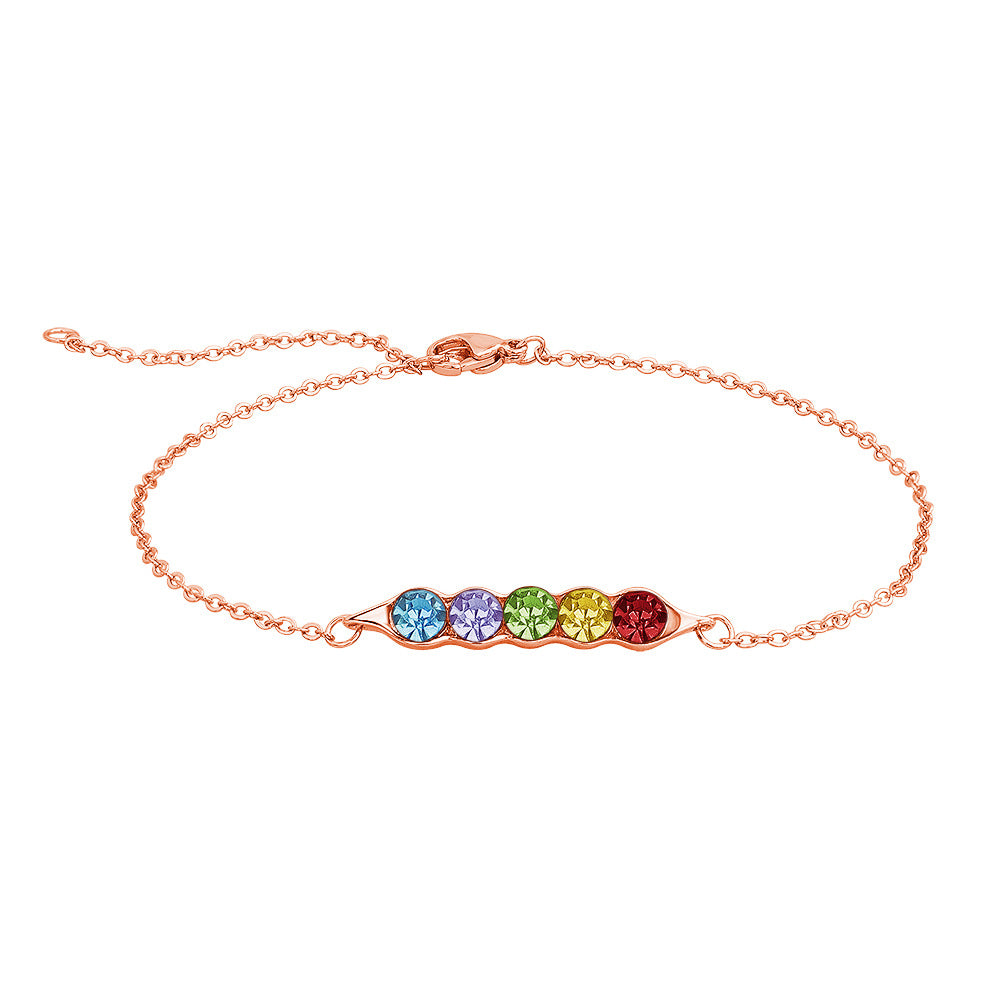 Fashion Pea Pod Birthstone Bracelet with Diamonds