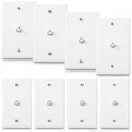 1-Port TV Cable Wall Plate F Connector Wall Plate Coax Wall Plate Video Wall Jack Single Gang Wall Plates (White 8 Pcs)