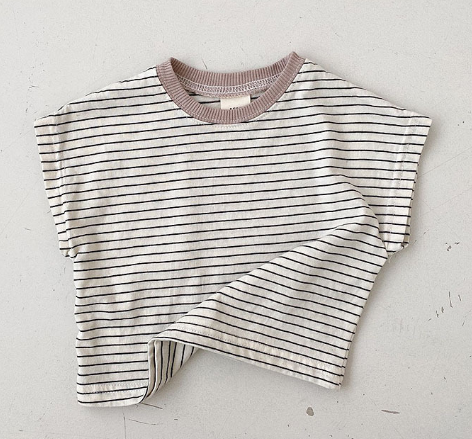 Korean Style Baby Casual Striped Short-Sleeve T-Shirt