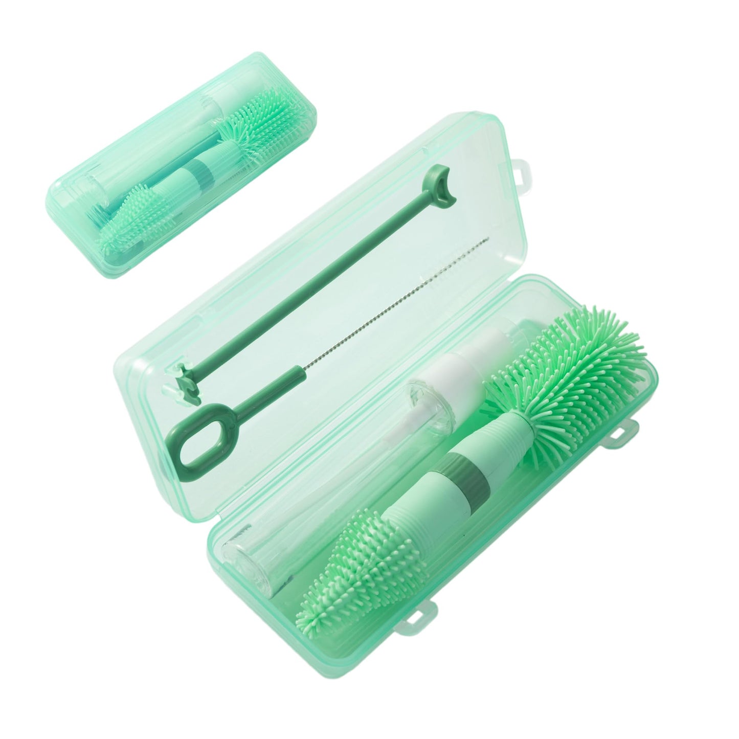 Chemimoso Small Silicone Baby Bottle Brush for Newborn Anti-Colic Baby Bottles，Portable Travel Bottle Cleaner Brush，Suit for Baby Bottles Less Than 8 OZ，Green