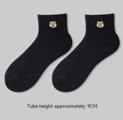 Men's Embroidered Cotton Crew Socks