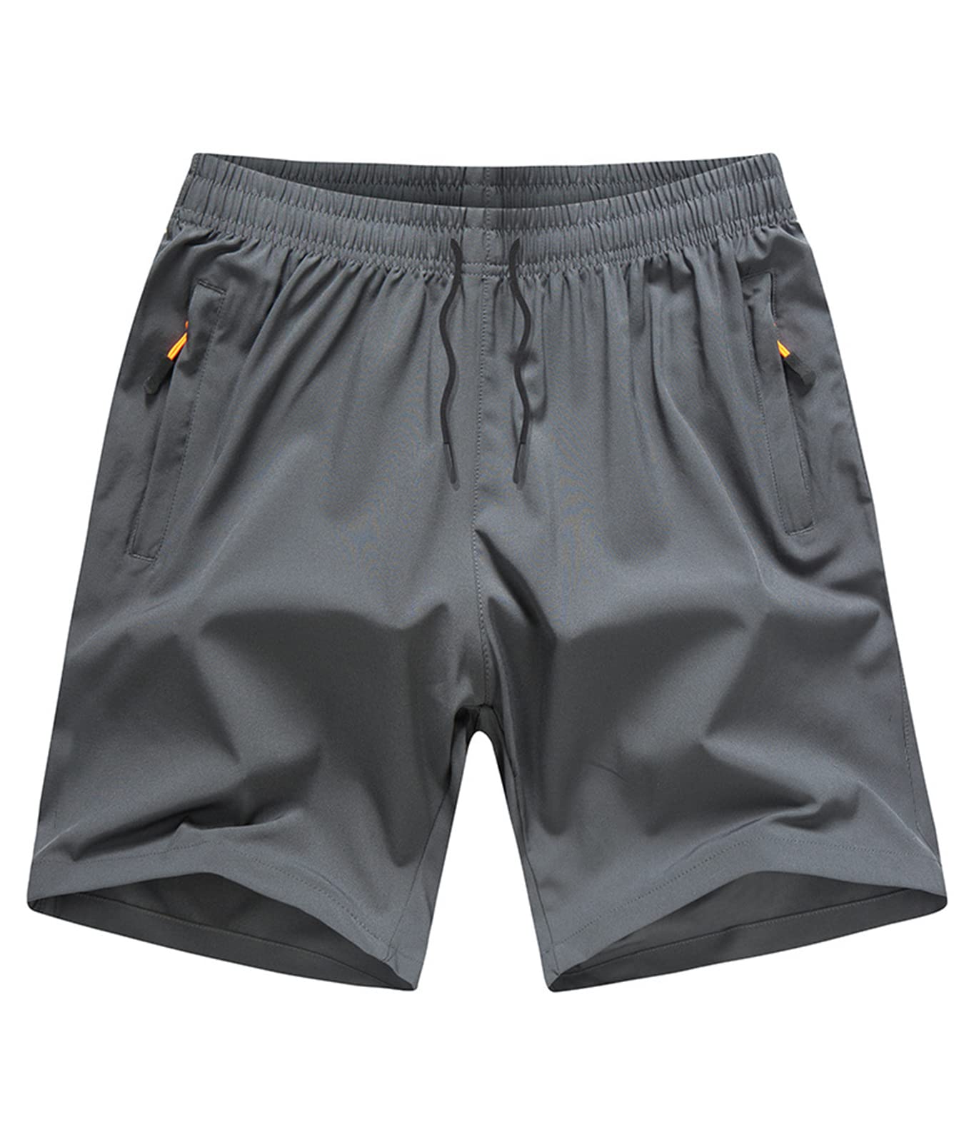 NATUST Boys Loose Fit Athletic Shorts with Zipper Youth Quick Dry Sports Running Shorts Grey 8-9 Years
