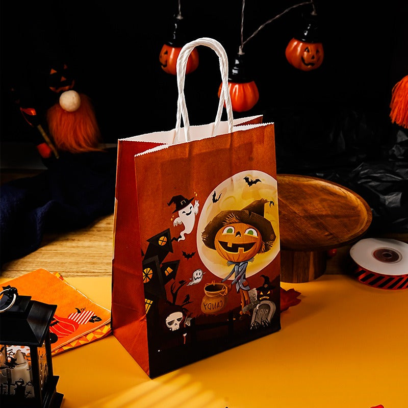 4pcs Pumpkin Candy Tote Bags for Holiday Parties