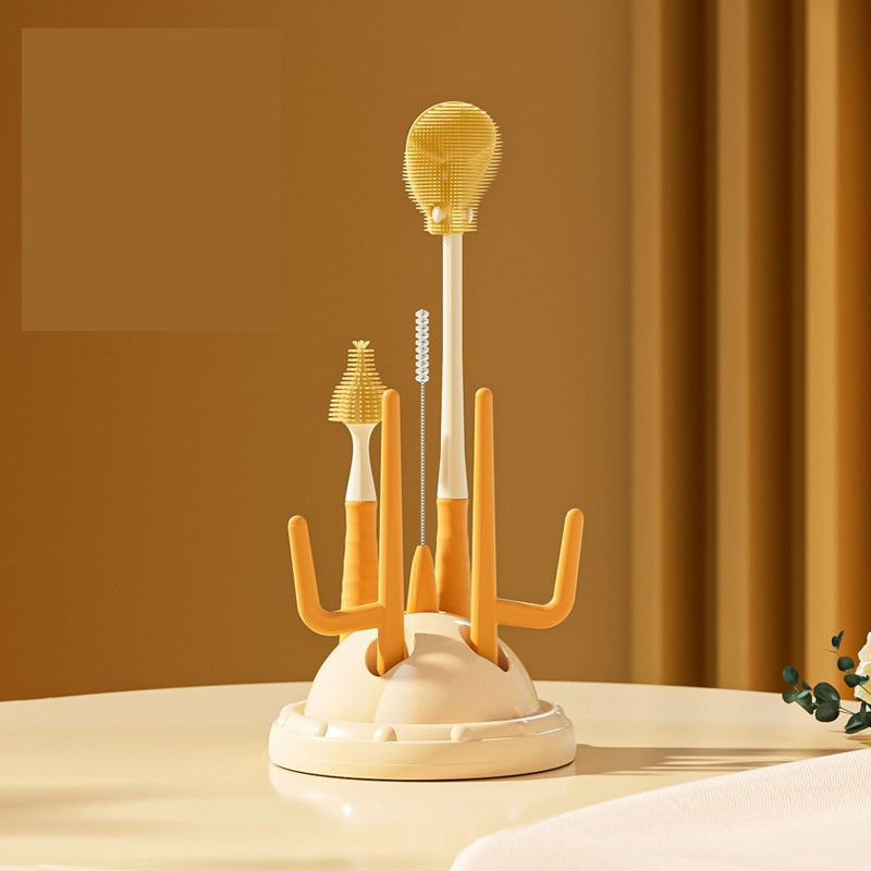 3-in-1 Drain Rack and Brush Set for Baby Bottles