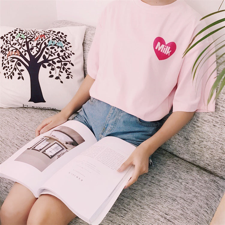 Strawberry and Milk Printed T-Shirts and Tops
