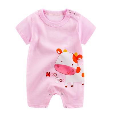 Cute Cartoon Printed Short Sleeve Baby Bodysuits