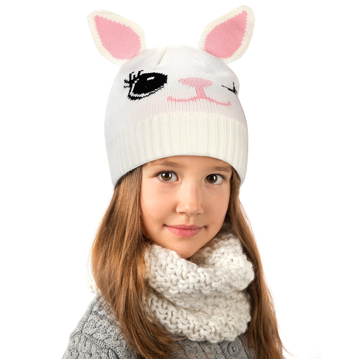 Catalonia Rabbit Kids Knit Hats Warm Toddler Winter Hats Cute Beanies Hat Cap for Boys Girls Aged 6-10 Gifts Idea for Birthday Christmas