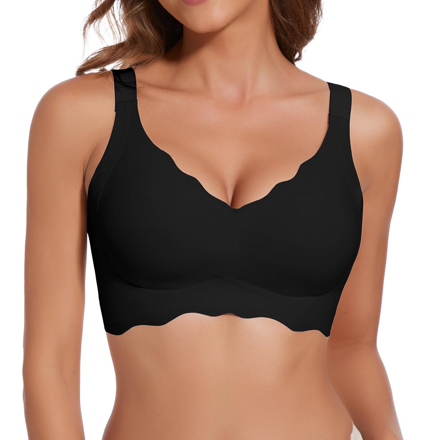 JOYSHAPER Seamless Bra Without Underwire Padded Bras for Women Bralettes with Support Underoutfit Bras Back and Side Smoothing Bras Push Up Black 2XL