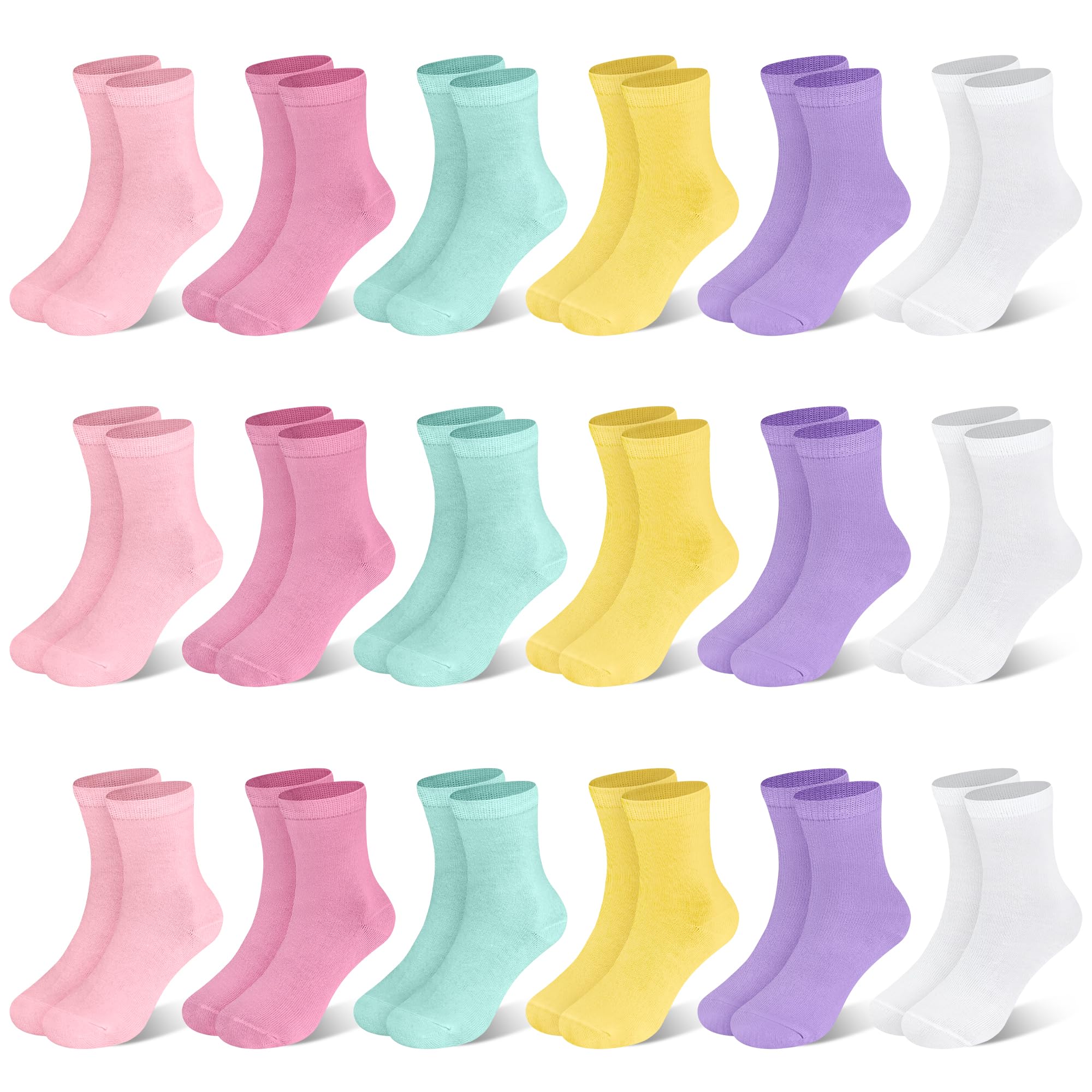 SPTRAMLE Girls Socks 18 Pairs Toddler Socks for Girls Boys Crew Socks for Kids (4-7 Years) Athletic School Socks