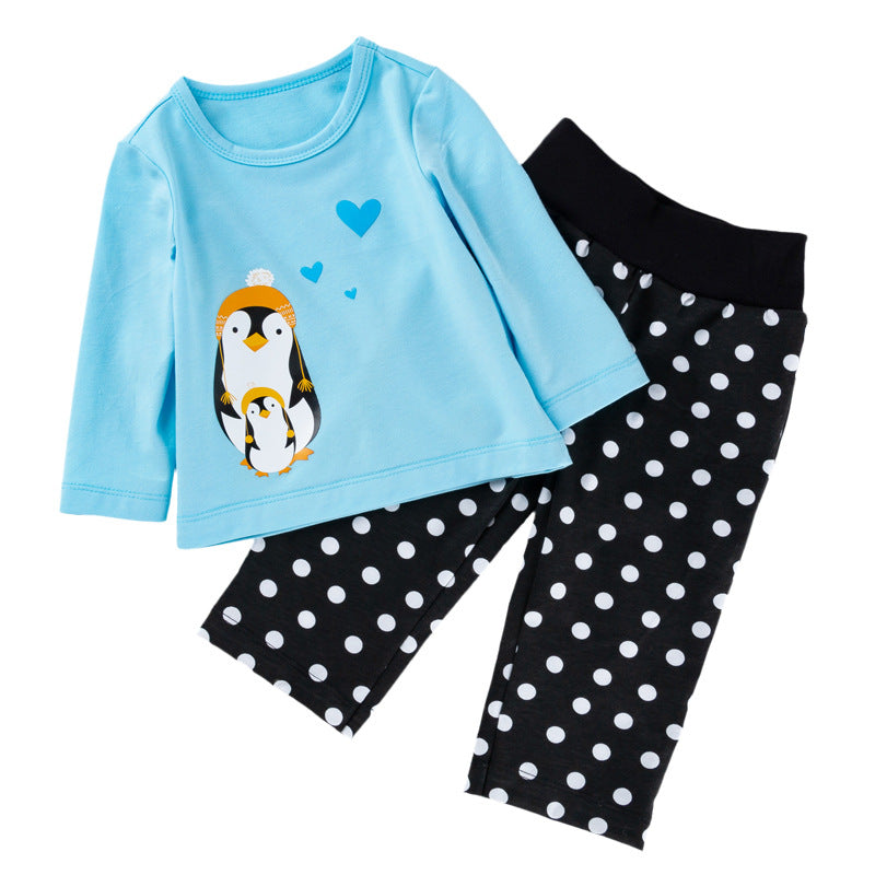 Pink Cartoon Animal Baby T-Shirt and Pants Set