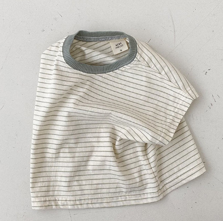 Korean Style Baby Casual Striped Short-Sleeve T-Shirt