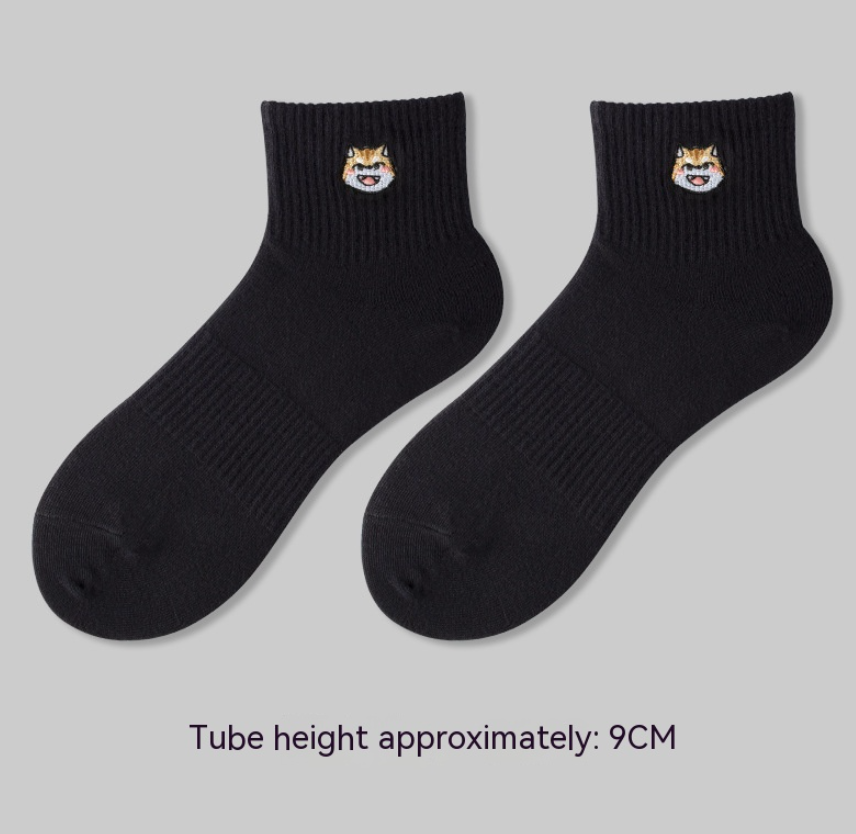 Men's Embroidered Cotton Crew Socks