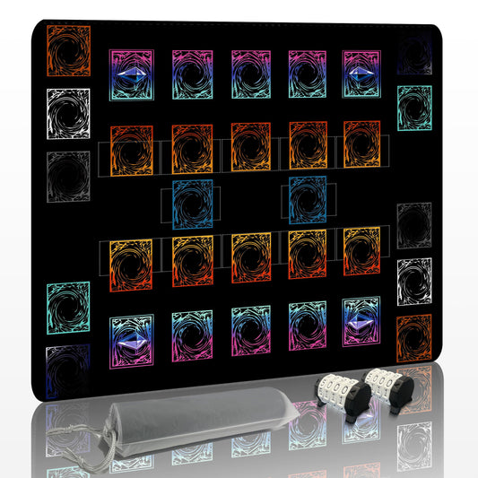 Extalas for Yugioh Playmat - Compatible with Yu-Gi-Oh TCG Playmat - Free Counters & Storage Bag Dual Player Master Rule Duel Zones Extra Large 2-Player Card Game Mat (Basic)