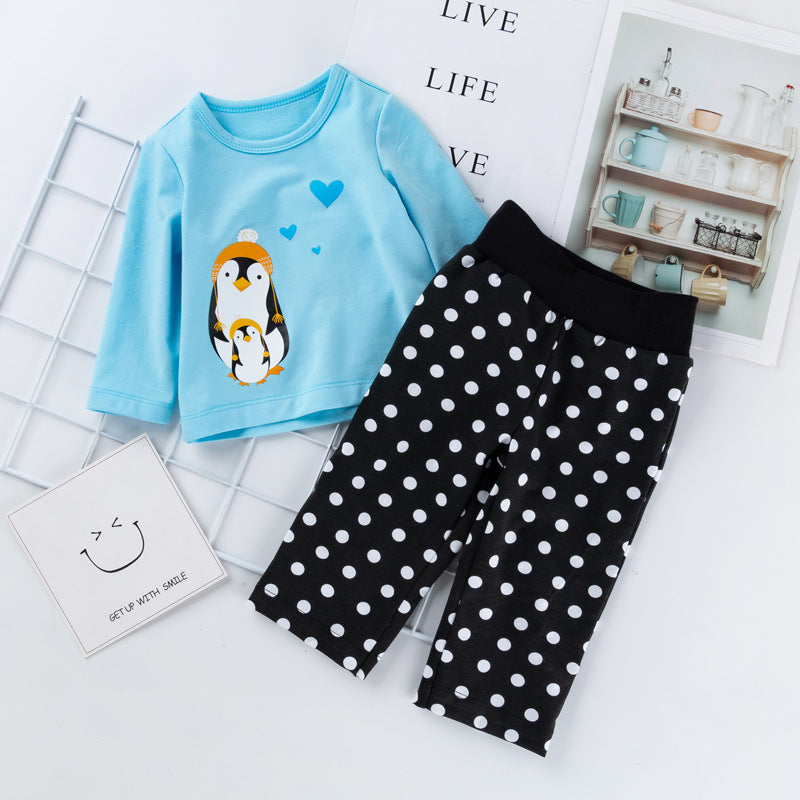Pink Cartoon Animal Baby T-Shirt and Pants Set