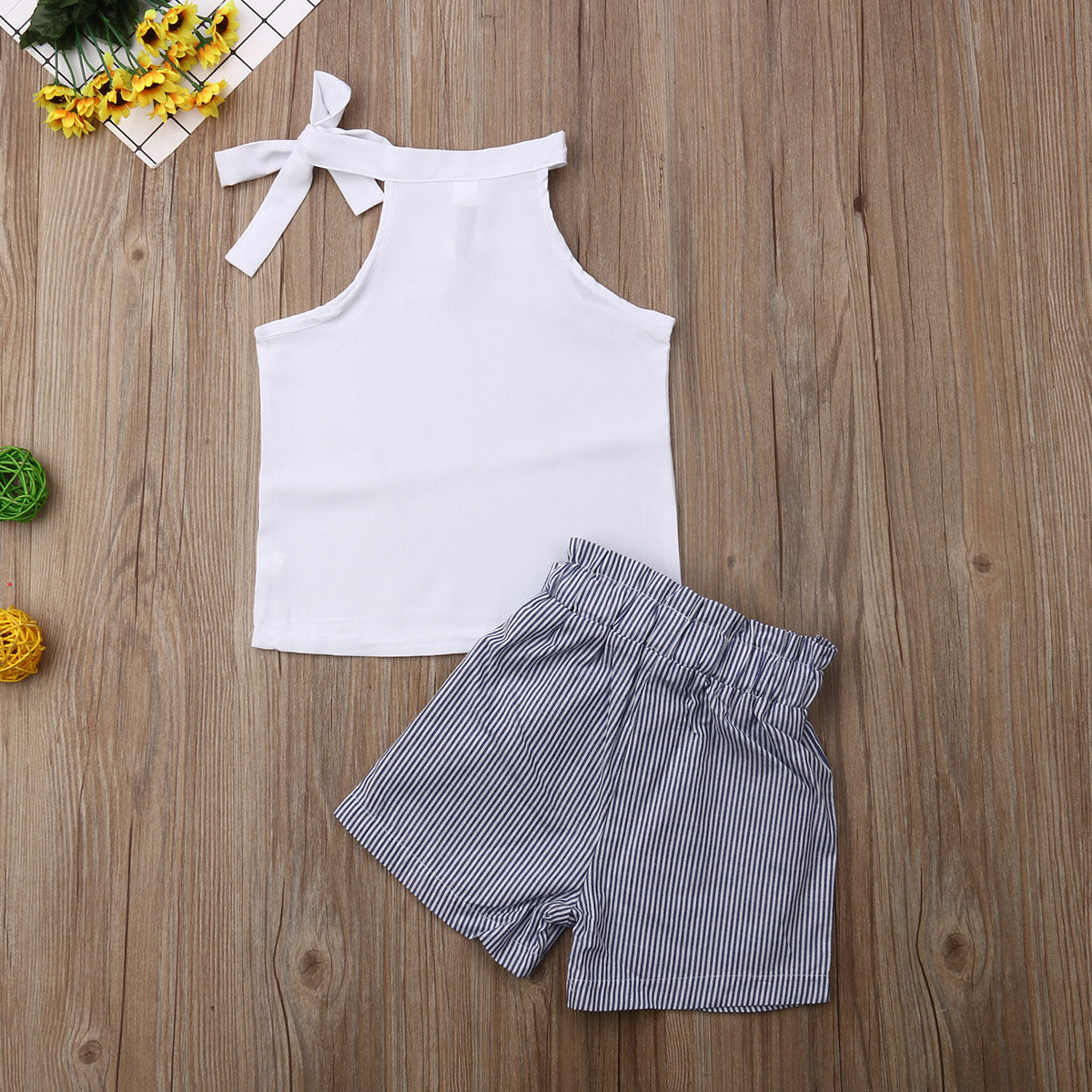 Summer Baby Girl Clothes Set: Sleeveless T-Shirt & Shorts