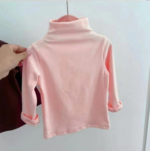 Boys' Turtleneck Fleece T-Shirts for Autumn & Winter
