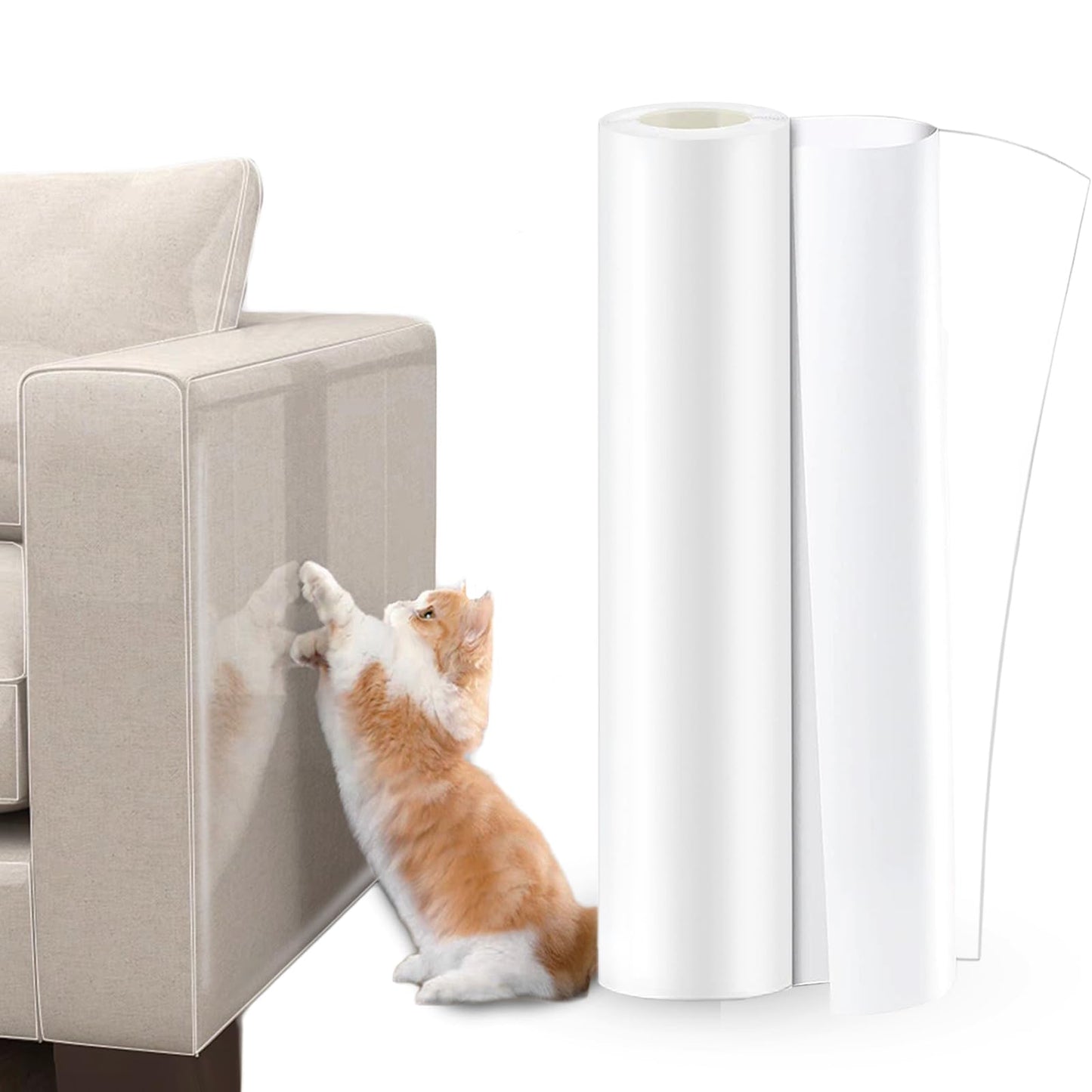 Lanswood Cat Scratch Furniture Protector 236 x 12 Inch Couch Protector from Cat Claws Door Protector from Dog Scratching Furniture Covers for Pets Cat Tape for Furniture Cat Scratch Guard