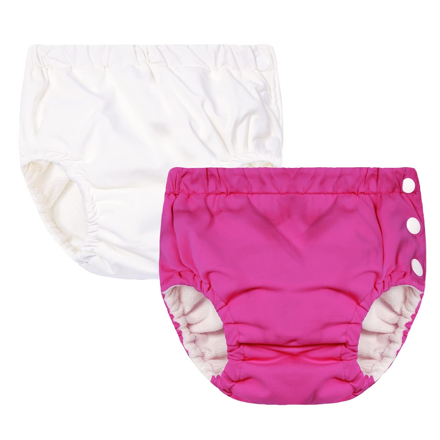 Durio Swim Diapers for Toddlers Reusable Swim Diapers Washable Swimming Diapers Toddler Swim Diaper White Rose 2-3T