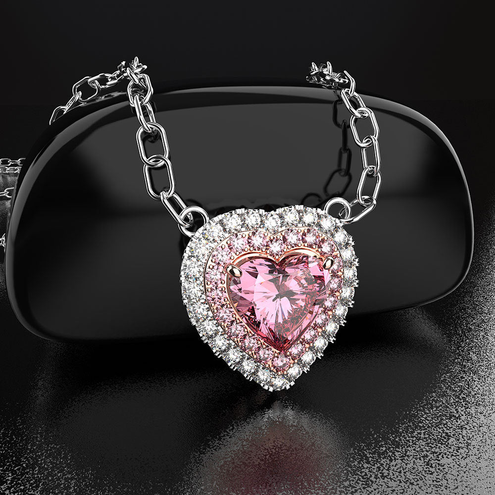 Fashion Minimalist Heart-Shaped Necklace with Diamonds