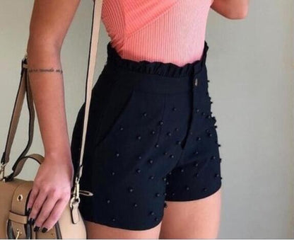Solid Color Sexy Cannon Beads Women's Shorts