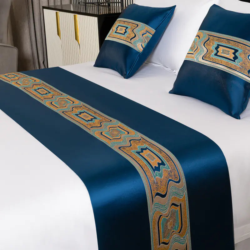 Luxury Jacquard Bed Runner with Decorative Pillows