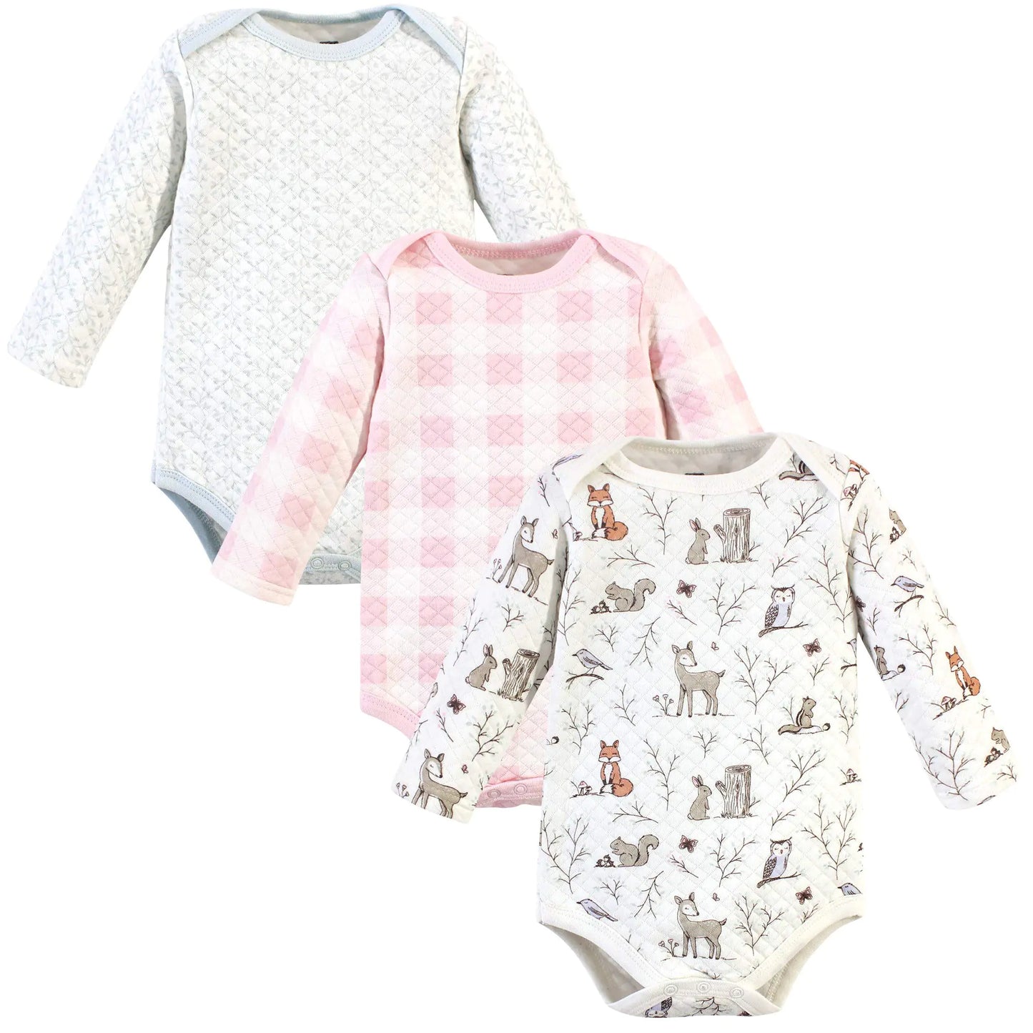 Hudson Baby baby girls Bodysuits Hudson Unisex Quilted Long Sleeve Cotton Bodysuits Enchanted Forest 6 9 Months Enchanted Forest 6-9 Months US