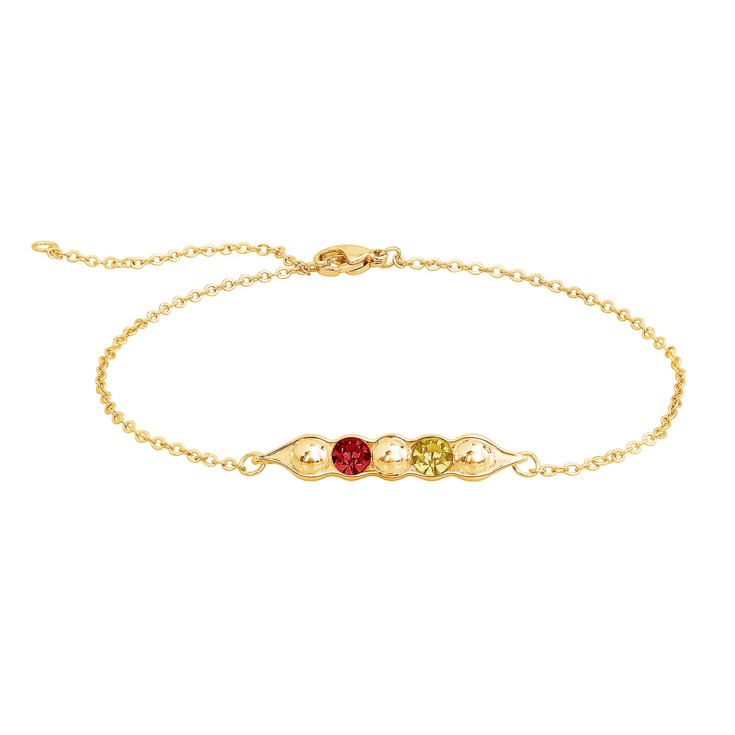 Fashion Pea Pod Birthstone Bracelet with Diamonds