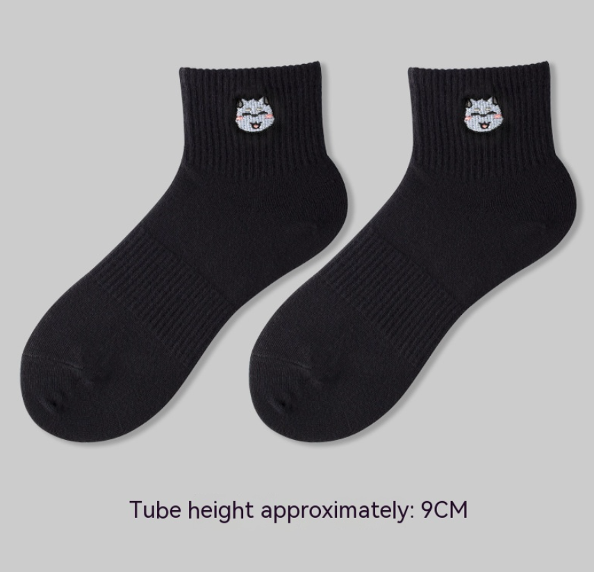 Men's Embroidered Cotton Crew Socks