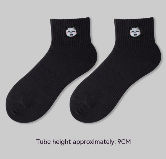 Men's Embroidered Cotton Crew Socks