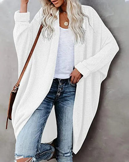 Solid Color Long Knit Cardigan with Pockets