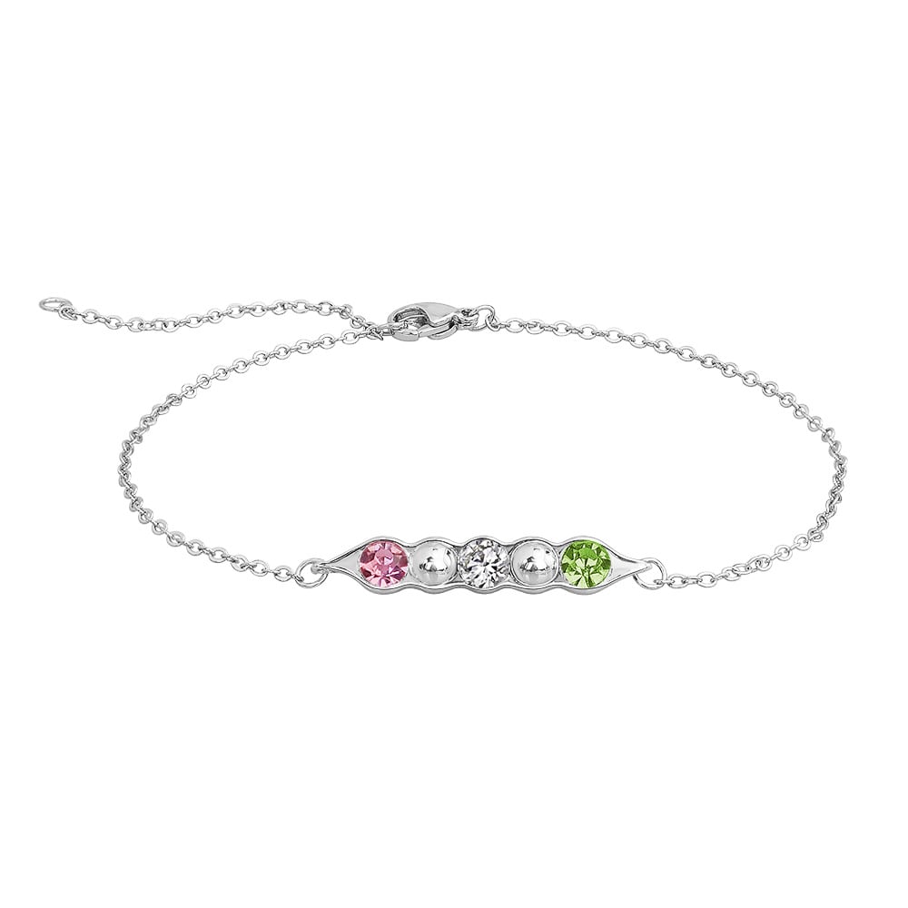 Fashion Pea Pod Birthstone Bracelet with Diamonds