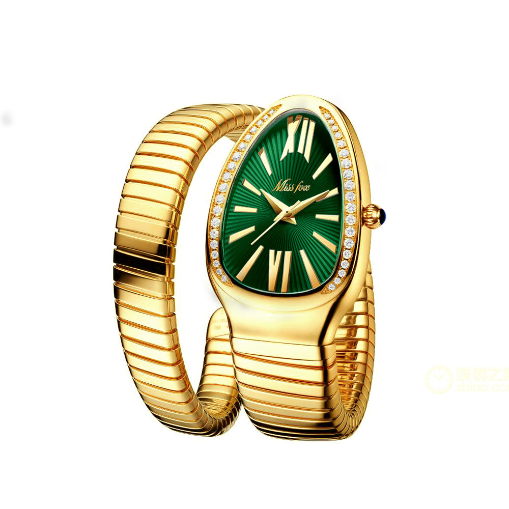 Women's Stainless Steel Serpentine Watch with Diamonds