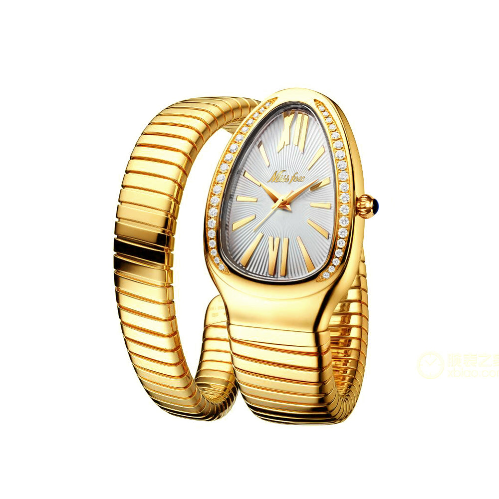 Women's Stainless Steel Serpentine Watch with Diamonds
