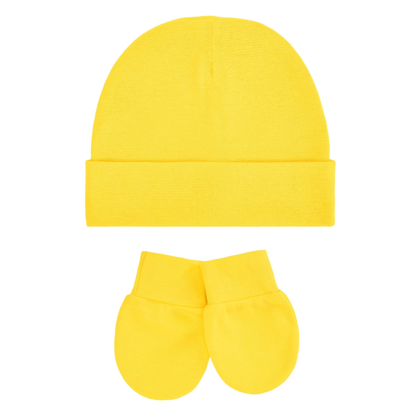 Zando Baby Hats Cotton Newborn Yellow Baby Beanie Hat and Mitten Set for Baby Boys Girls Hats 0-6 Months Newborn Hats Baby Beanies Cap for Halloween and Christmas Bright Yellow 0-3 Months