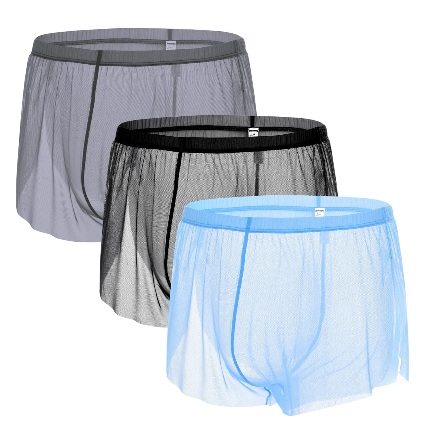 ZAIGGUT Mens Boxer Underwear See Through Underwear for Men 3 Pack L