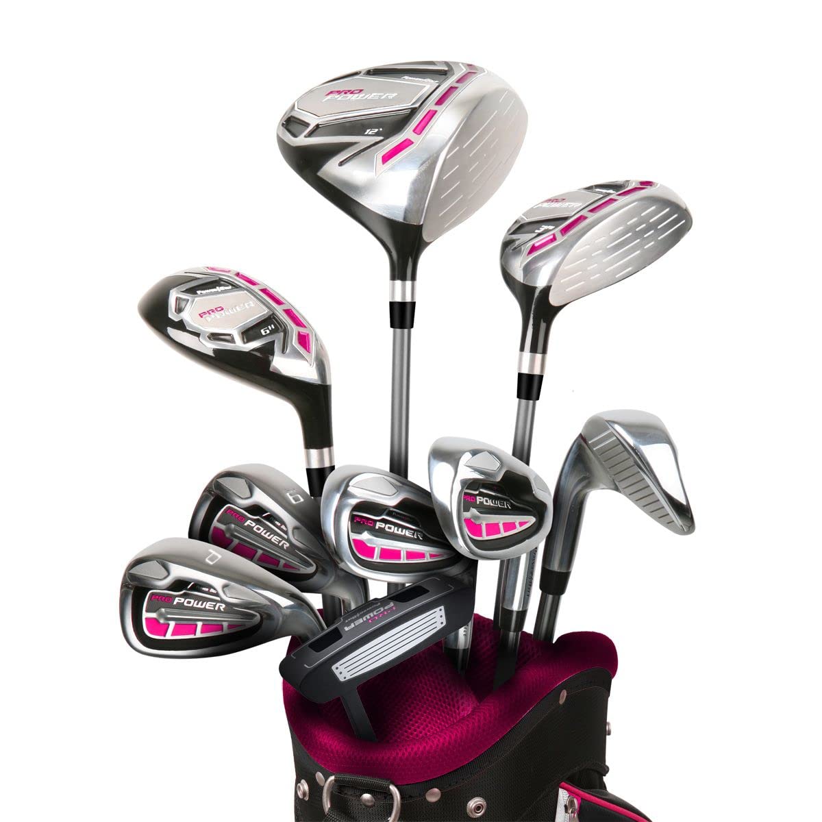 Powerbilt Pro Power Tall Golf Clubs for Women Right Handed Complete Golf Club Set with 460cc Driver Fairway Wood Hybrid Irons Blade Putter Stand Bag Head Covers
