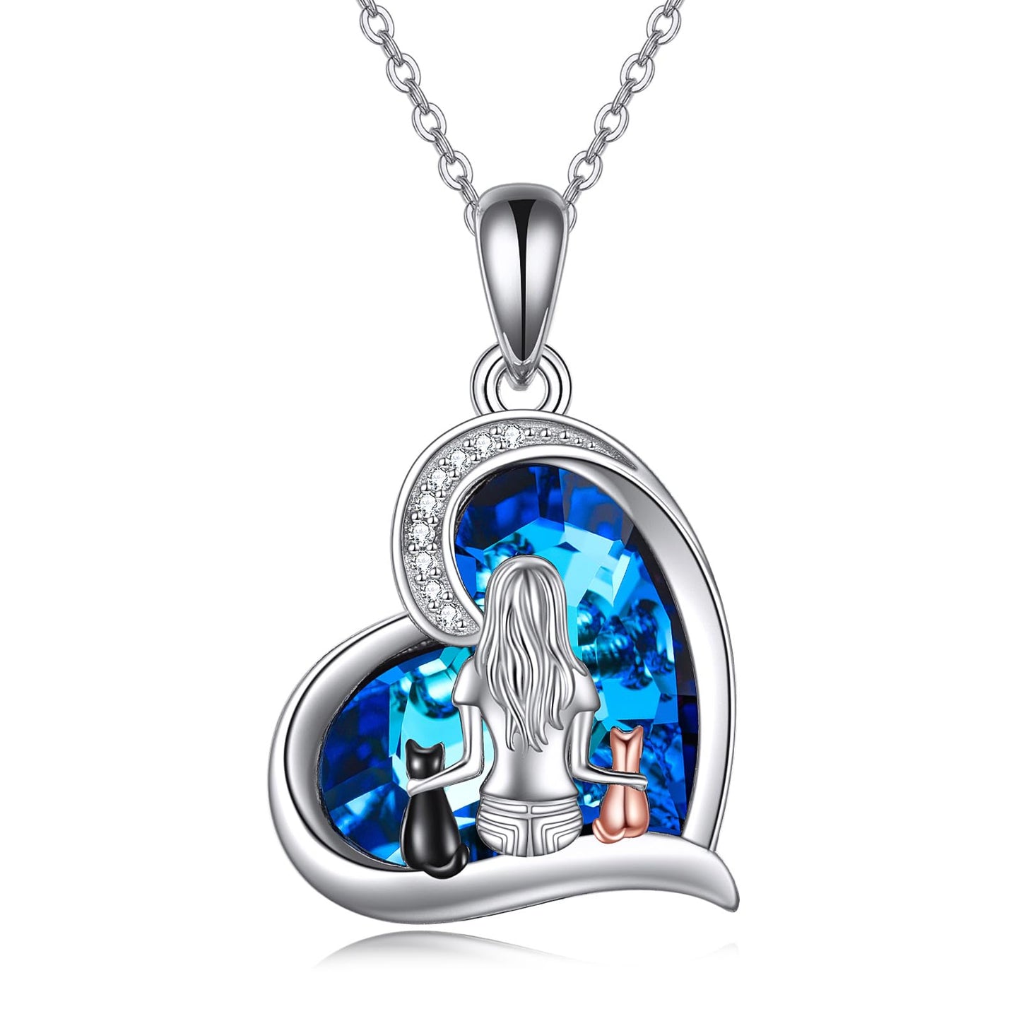 YFN Cat Necklace Sterling Silver Jewelry for Women Cat Jewelry Gifts for Cat Lovers