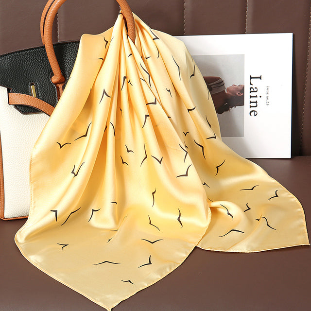Luxury Silk Satin Scarves for Women - 70x70 cm Square